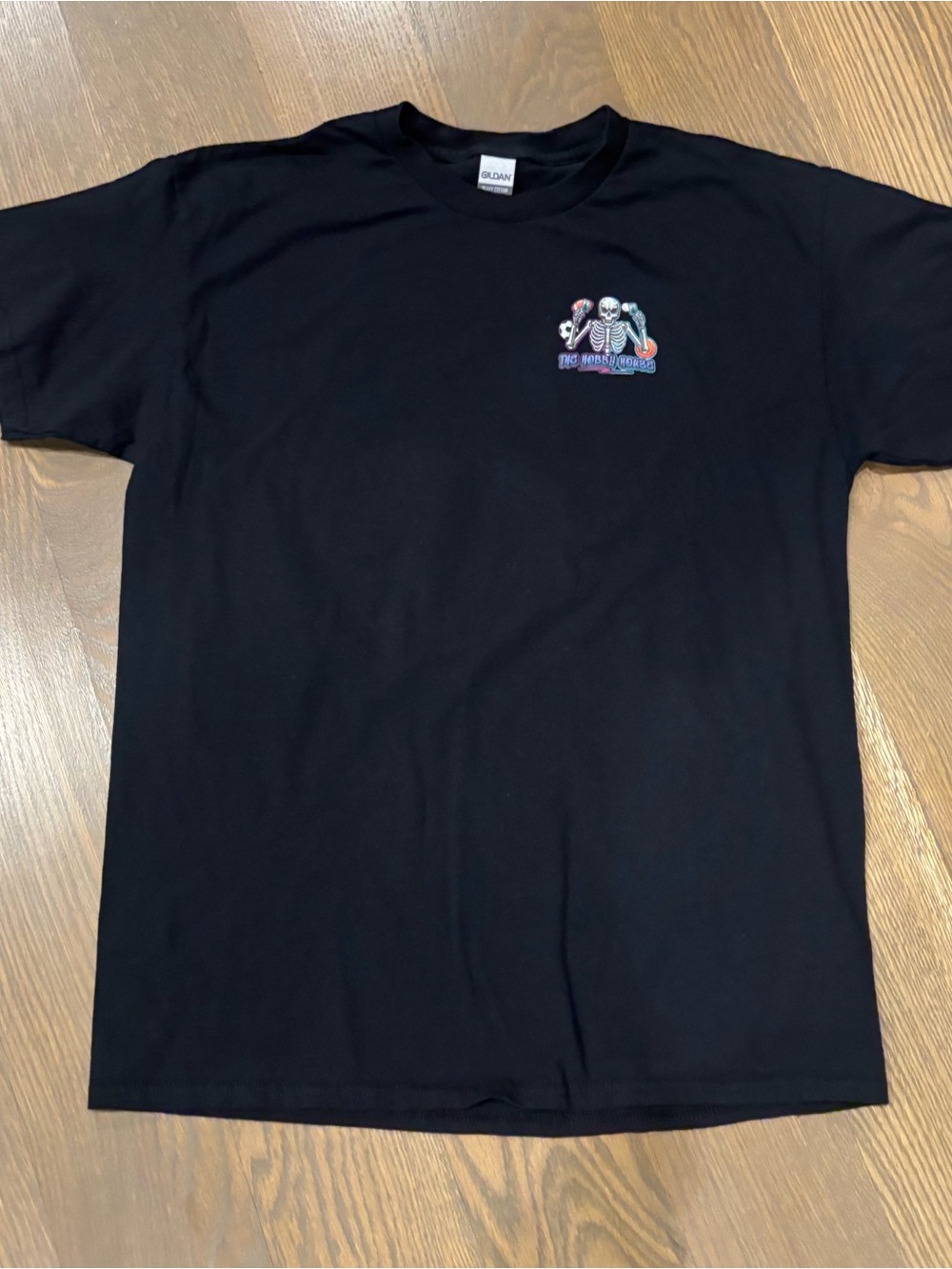 Gildan Large Black “Hobby House”  Tee with Skeleton Graphic